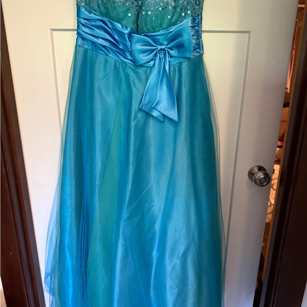 Deb Turquoise Prom Dress with Bow